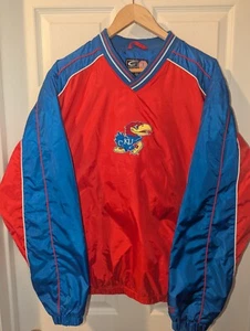 VTG Kansas Jayhawks KU Pullover Jacket Blue Mens Size L G-lll Sports Carl Banks - Picture 1 of 14