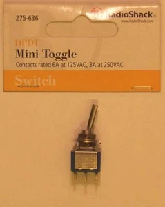 RadioShack 275-636 DPDT Mini Toggle Switch with Wider Flat Lever ~ 6A at 125VAC - Picture 1 of 1