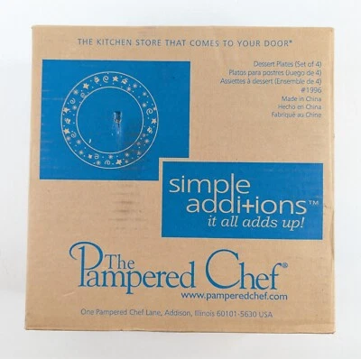 Pampered Chef Simple Additions - Set of 4 Round Dessert Plates 1996 - NIB - Image 1 of 4