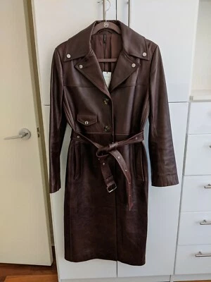 Helmut Lang Leather Button-Front Belted Biker Coat NWT $1895 US Large - Image 1 of 4