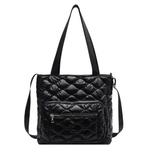 Quilted Cotton-Padded Bag Nylon Winter Women Shoulder Bags for Party (Black) AU - Picture 1 of 8