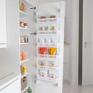 White Steel Frame Over The Door Organizer for Storage Adjustable with Wall Mount - Picture 1 of 9