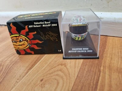 MINICHAMPS 1/8 VALENTINO ROSSI VALENCIA 2005 YAMAHA MOTO GP AGV BIKE HELMET - Image 1 of 4