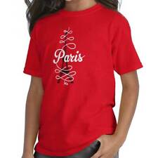 Paris Eiffel Tower French Fashion Travel Gift Girls Kids Youth Crew T Shirts