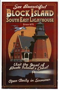 Block Island Südost Leuchtturm Rhode Island, RI Light, Anzeige --- moderne Postkarte - Bild 1 von 2