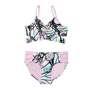 New 2pc Justice Butterfly Bikini Swimsuit Bathing Suit Size L + 12-14 Plus NWT - Picture 1 of 4