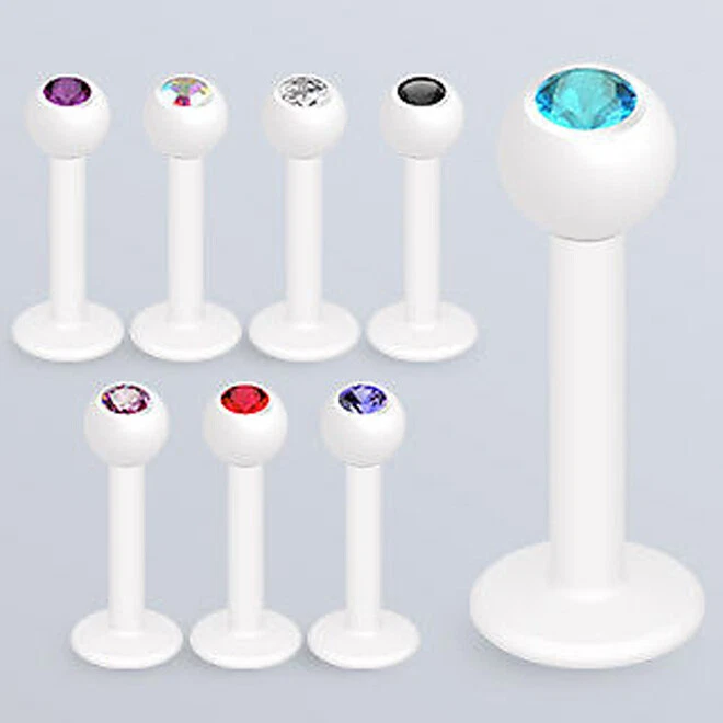 Matt Weiß Lippenscheibe Monroe Lippen Piercing Ohrstecker Mit Cz Edelstein Top - Bild 1 von 1