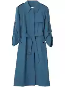 NWT BURBERRY LONDON Women Whitmore Long Trench Coat Muted Navy Blue Size 6 8 10 - Picture 1 of 3