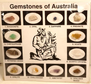 Gemstones of Australia Card Australian Gift Souvenir Opal Sapphire Agate Vintage - Picture 1 of 2