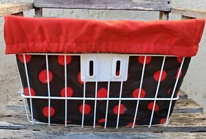 NEW- Bike Bicycle Basket liner cover - black with red pockdot