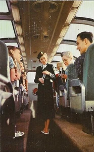 Vintage Fluggesellschaften Flugzeuge Chrom Postkarte Vista-Dome Stewardess-Krankenschwester - Bild 1 von 2