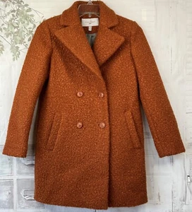 Gianni Feraud Femme Womens Orange Collared Pea Coat Double Breasted Jacket 6 US  - Picture 1 of 14