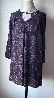American Eagle Women XXS Mini Dress Tunic Keyhole Neck Paisley Shift A-Line NEW - Image 1 of 4