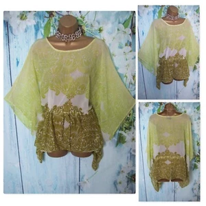 WALLIS KIMONO TOP SIZE L 16/18, Lime mix Chiffon Kaftan Cover Up Tunic - Picture 1 of 8