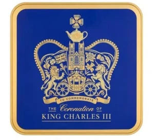 HM King Charles III Coronation commerative TESCO shortbread biscuit TIN Jubillee - Picture 1 of 3