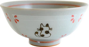 Japanese Handmade Rice Bowl Chawan Madori Cat Red Pearl Gray Pottery Seto ware - Picture 1 of 12