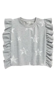 Flowers By Zoe Gray w/ White Stars Ruffle Side Sweatshirt New w/o Tags Size 5 - Picture 1 of 2