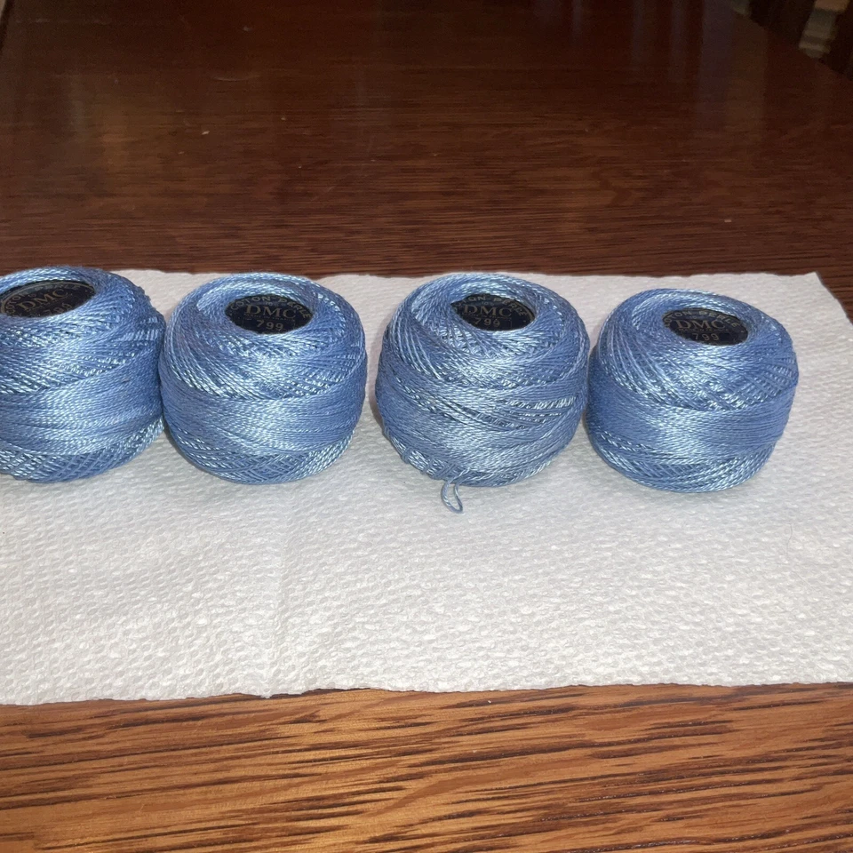 Lot Of 4 DMC Pearl / Perle Cotton Thread Balls Size 8 Color 799 - Image 1 of 4