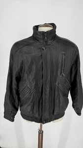 San Diego Classics Men’s Black Leather Bomber Jacket Size S 23” PTP - Picture 1 of 11
