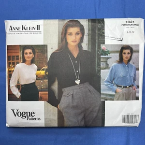 Vogue Sewing Pattern 1021 Misses Blouse Top Shirt Anne Klein Size 8 10 12 UNCUT - Picture 1 of 6
