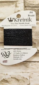 Kreinik #4 Very Fine Braid YOU CHOOSE YOUR COLORS Polyester Metallic 11 meters - Picture 1 of 79