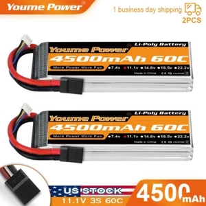 Youme 2pcs 11.1V 3S 4500mAh LiPo Battery for RC  Car Truck Buggy Boat Racing FPV - Picture 1 of 6