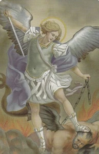 *Holy/Prayer Card-"Saint Michael The Archangel" *Prayer-Back(Wallet Size)-{A13}+ - Picture 1 of 2