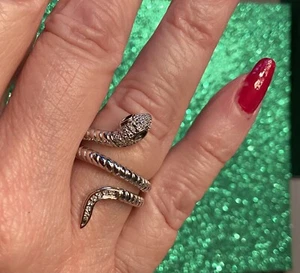 NEW! EFFY SILVER, GOLD & DIAMOND SNAKE RING /SIZE 7 - Imagen 1 de 10