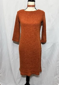 Sharagano Orange Spice Rust Long Sleeve Knit Dress Sz 4 Fall Winter #033 - Picture 1 of 10