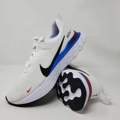 Nike React Infinity Run Flyknit 3 Mens Size 12 White Black Photo Blue FJ3994-100 - Image 1 of 4