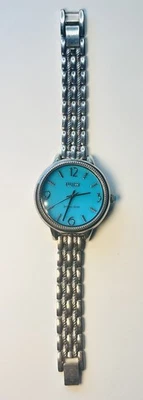 Часы Ecclissi из чистого серебра с бирюзовым циферблатом золотистые - Изображение 1 из 4