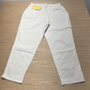 NEW Denim & Co White Pants Plus Size 2X Pull On Elastic Waist Pockets USA - Picture 1 of 16