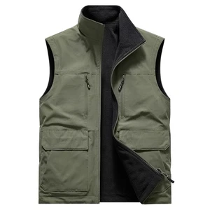 Herren Wende Thermo Reißverschluss Weste Outdoor‌ Freizeit Gefüttert Weste mit Tasche Tops - Bild 1 von 17