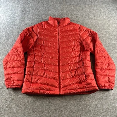 Chaqueta de plumón Marmot 700 relleno para mujer XL abrigo acolchado cremallera completa naranja rojo manga larga Foto 1 de 4