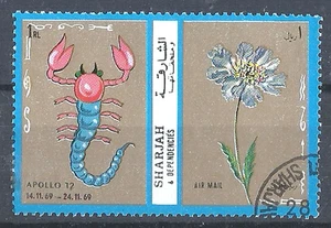 UAE United Arab Emirates 1972 Space Apollo 12 Scorpio Zodiac Plants Flowers - Picture 1 of 1
