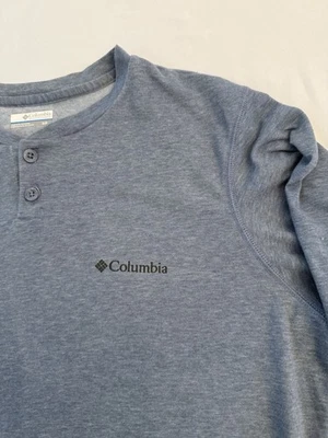 Columbia Henley Men’s Shirt Long Sleeve Size Small Blue Regular Fit Two Button - Image 1 of 4