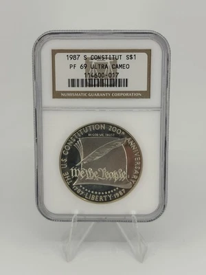 1987-S Constitution Commemorative Silver Dollar NGC PF69 Ultra Cameo - Image 1 of 2