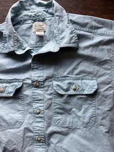 Herren LL Bean Hemd blau grün Button-Down L Reg Workwear Gefängnis Classic 50s - Bild 1 von 13