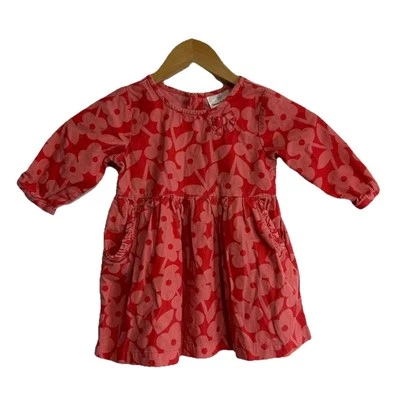 Vestido de Pana Hanna Andersson Niñas Talla 3 Cintura Imperio Floral Colorido Concurso Foto 1 de 4