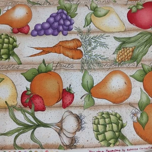 Hortalizas de jardín hechas en casa Harmony Rebecca Carter tela de algodón años 90 15x31 - Imagen 1 de 5