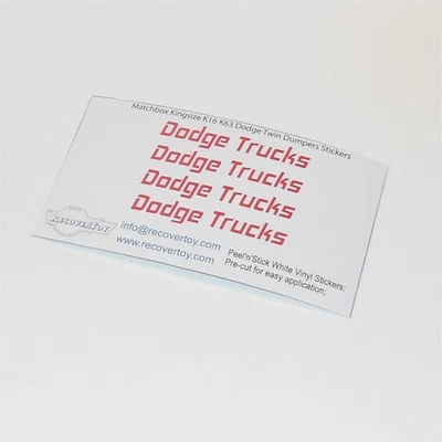 Matchbox Lesney King Size K 16a Dodge Twin Tipper Truck Sticker Set - Image 1 of 3