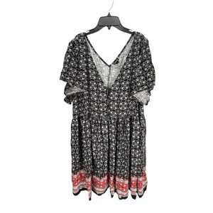 Torrid NWT Plus Size 3X Black Floral Fit & Flare Boho Knit Dress Whimsygoth - Picture 1 of 12