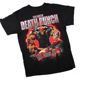 Camiseta Five Finger Death Punch Got Your Six 2016 negra para hombre pequeña gira mundial - Imagen 1 de 2