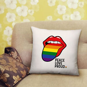 Coussin fierté LGBTQ paix amour fier langue arc-en-ciel salon chambre - 40 cm x 40 cm