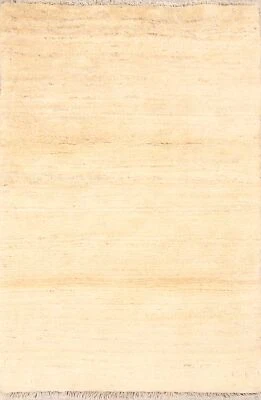 Thick Plush Solid IVORY Gabbeh Wool Rug Modern Kid's Room Carpet 3'x5' - Image 1 of 4