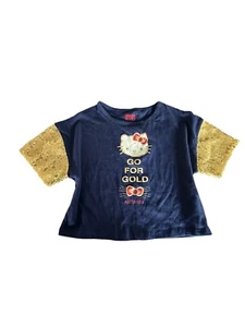 Hello Kitty Girls Team USA Olympics Cropped T Shirt Top Gold Sequins Size Small - Picture 1 of 7