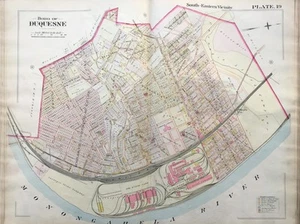 1900 DUQUESNE, PITTSBURGH, PENNSYLVANIA CARNEGIE LIBRARY & STEEL CO. ATLAS MAP - Picture 1 of 2