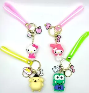 Kawaii Hello Kitty My Melody Pompompurin Keroppi Wristlet Bag Charm Keychain New - Picture 1 of 19