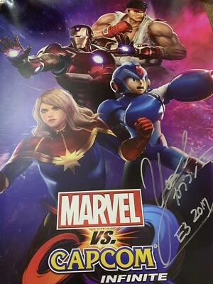 E3 2017 SIGNED MARVEL vs CAPCOM INFINITE Signed Poster STREET FIGHTER - Image 1 of 3
