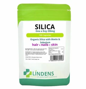 Lindens Silica 250mg 100 Capsules 1/day w Selenium & Biotin for Hair Skin Nails - Picture 1 of 5